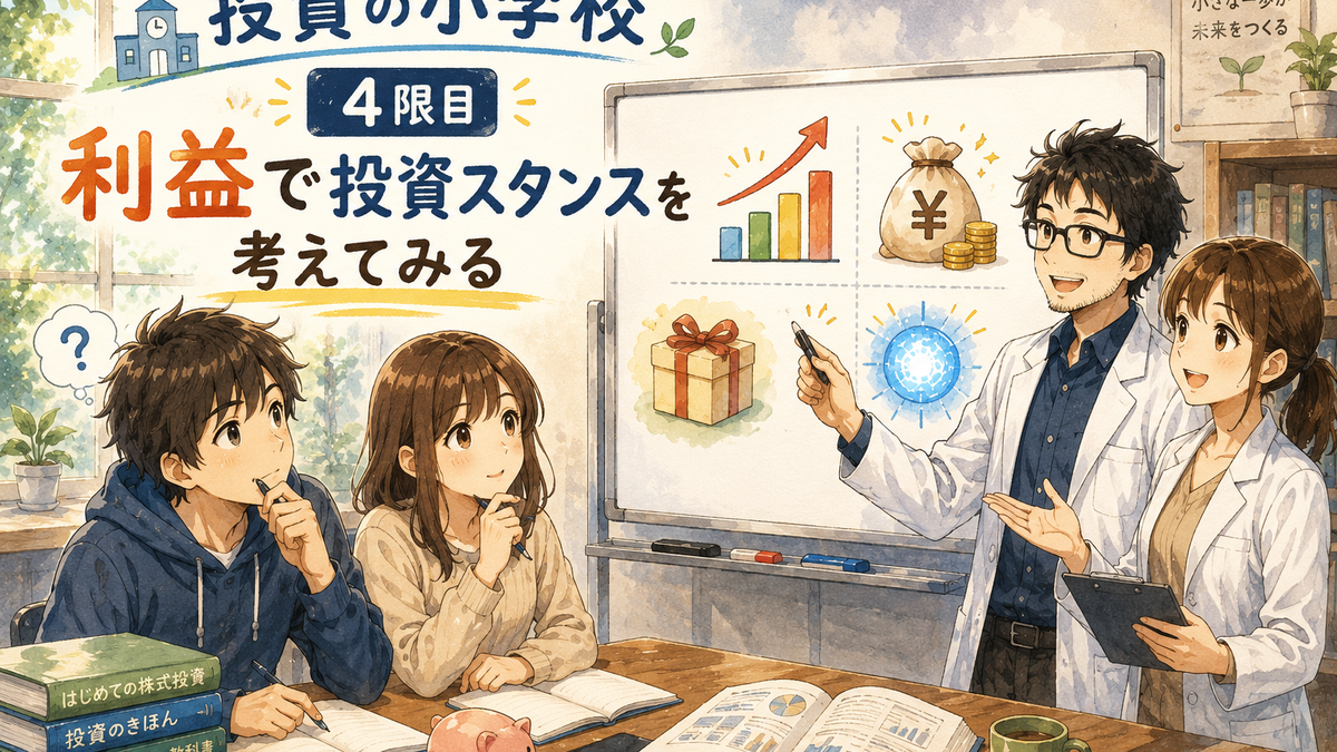 投資の小学校 4限目 利益で投資スタンスを考えてみる